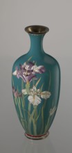 Vase, repossession Krakow, irises, flowers iconography, Meiji 1868–1912, Japanese art, cloisonné