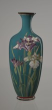 Vase, ovoid one of a pair, slender, on a low ring-shaped foot with a narrow neck flaring at the