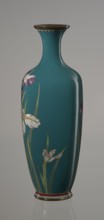 Vase, cloisonné enamel, ovoid vase one of a pair, slender, on a low ring-shaped foot and with a