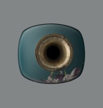Vase, ovoid one of a pair, slender, on a low ring-shaped foot with a narrow neck flaring at the