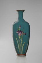 Vase, ovoid one of a pair, slender on a low ring-shaped foot with a narrow neck flaring at the rim;