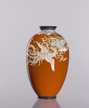 Vase, cloisonné enamel, phoenixes iconography, Japanese art, vases, Japanese culture, plant