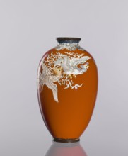 Vase, cloisonné enamel, phoenixes iconography, Japanese art, vases, plant ornaments, Meiji