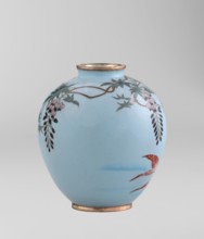 Vase, Gonda Hirosuke 1865–1937 maker. Small spherical cloisonné enamel vase, one of a pair, on a