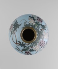 Vase, Gonda Hirosuke 1865–1937 maker. Small spherical cloisonné enamel vase, one of a pair, on a
