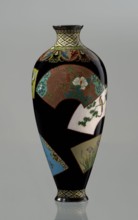 Vase by Namikawa Yasuyuki 1845–1927, cloisonné enamel, ca. 1890–1905 Meiji period. A small, slender