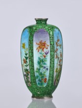 Vase, gift, repossession Krakow. Elongated hexagonal cloisonné enamel vase with a narrow spout.
