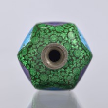 Vase, gift, repossession; elongated hexagonal cloisonné enamel vase with a narrow spout.