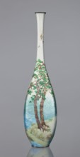 Vase by Kawaguchi Bunzaemon 1860–post 1910, craftsman. Slender cloisonné enamel vase with a long