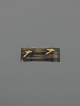 Metal collar ending a sword hilt fuchi, Nara, Toshinaga 1667–1736, Nara; Plastic decoration: wild
