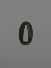 Metal collar ending a sword hilt fuchi, Toshinaga 1667–1736, Nara school, plastic decoration: wild