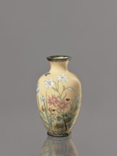 Vase, ; decorated with flowers and birds; cloisonné enamel; Meiji period, ca. 1900; Japan; vessel;