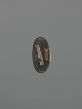 Sword hilt cap kashira, Kita, Takenori, / personal slogans / metalwork, Mito,  school, moon