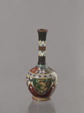 Vase, Japanese, Meiji 1868–1912, cloisonné enamel vessel decorated with birds, dragons, and