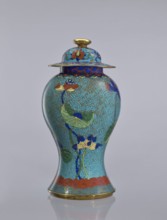 Vase with cover., Cloisonné enamel baluster vase with lotuses. Qing dynasty 1644–1911, 18th century