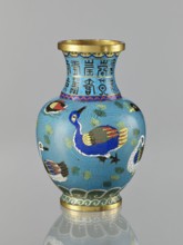 Vase, Chinese, Qing 1644–1911, cloisonné enamel, 19th century. Vase on a foot with a neck;