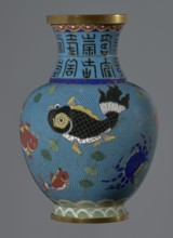 Vase, Qing dynasty 19th century, China. Cloisonné enamel vase on a foot with a neck; height 23.5