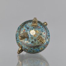 Ding incense burner, cloisonné enamel, floral motifs, butterflies, peonies, fantasy beasts; Ding