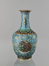 Vase, 19th century, Qing dynasty China. Cloisonné enamel vessel with a neck, height 33.0 cm,