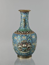 Vase, Qing dynasty 1644–1911, 19th century, China. Cloisonné enamel vase with neck; decoration of