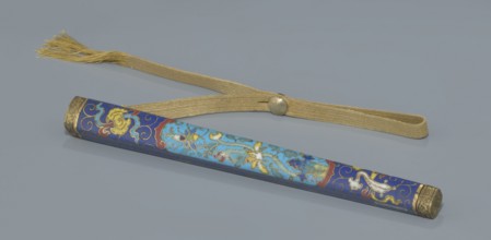 Travel cutlery set in case; Chinese, Qing dynasty 1644–1911, 19th century. Includes: a Knife with