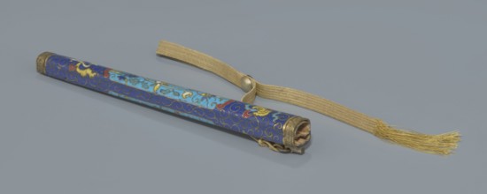 Travel cutlery set in case; 19th century, China, Qing dynasty. Consists of: a Knife with cloisonné