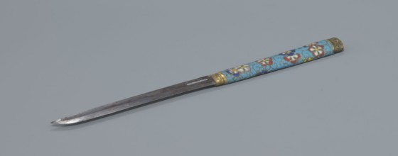 Travel cutlery set in case; Chinese, Qing dynasty 1644–1911, 19th century. Includes: a Knife with a