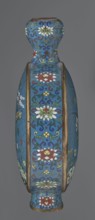Vase - moon bottle pilgrim bottle with a flattened belly, supported by a separate oval high foot,