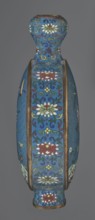Vase - moon bottle pilgrim bottle with a flattened belly, supported by a separate oval high foot,