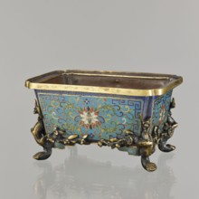 Flower pot incense burner on four legs, 18th century, China, Qing 1644–1911, cloisonné enamel.