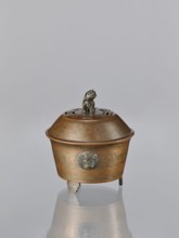 Censer with cover, Qing 1644–1911, Chinese, censer with two handles in the shape of mascarons