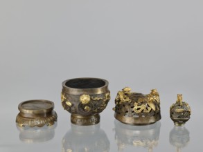 Censer with a cover on a base, ; Chinese, Qing 1644–1911, 18th century. Bronze censer with high