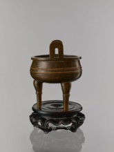 Ding incense burner on stand, Chinese, Chinese art, happiness symbol, lotuses, ceremonial vessel,