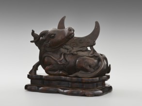 Mirror pedestal - lying unicorn on base; maker, Chinese; Qing dynasty 1644–1911, 17th century;