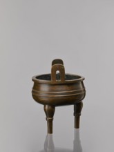 Ding-type incense burner on a stand, Bronze ceremonial ritual vessel, Qing dynasty 1644–1911, 19th