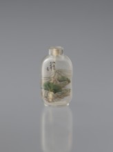 Snuffbox with spoon, provenance noted, Chinese, Chinese art; vials; landscapes, mountain