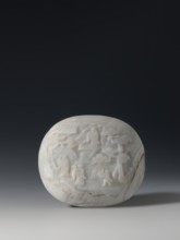 Convex plaque, Chinese, Taoism, Immortals iconography, Qing dynasty 1644–1911, white bluish jade,