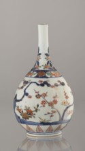Bottle, porcelain with bamboo, pine, and plum decorations Three Friends of Winter, Imari-style sake