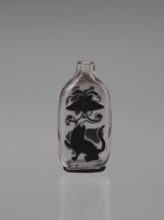 Flask snuffbox, 19th century, China, Qing 1644–1911. Layered transparent glass with top black