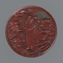 Box with lid; Chinese; Qing dynasty 1644–1911; 19th century. Red lacquer with carved pattern