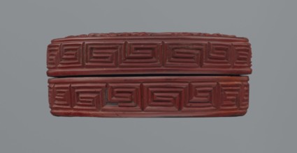 Box with lid, Chinese, Qing dynasty 1644–1911, 19th century. Red lacquer with carved pattern of