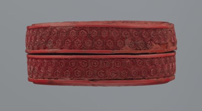 Box with lid, Chinese; Qing dynasty 1644–1911; two-tone lacquer red and black lacquer inside; 19th