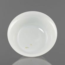 Bowl, Porcelain bowl with semicircular body widening toward the upper edge; white, transparent