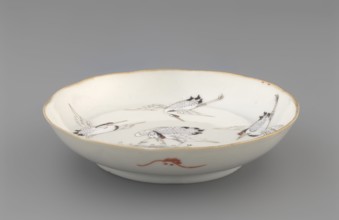 Plate. Chinese; Qing dynasty 1644–1911. Porcelain fragment with white glaze and overglaze
