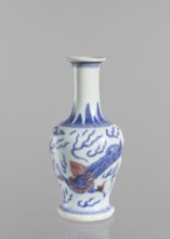 Vase, blue and white porcelain, Chinese, Qing 1644–1911, 19th century. Vessel decorated with