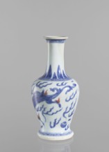 Vase, blue and white porcelain, Chinese art, Qing 1644–1911, 19th century, China; vessel with