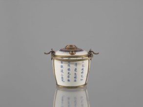 Water pipe, Porcelain belly mounted in a metal frame with floral ornament. Porcelain painted