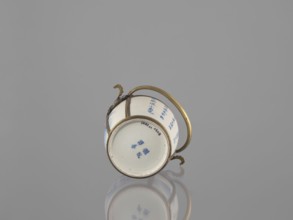 Water pipe, porcelain belly mounted in a metal frame with floral ornament. Porcelain painted