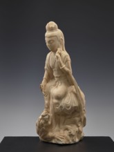 Guanyin with qilin, Chinese, Qing 1644–1911, goddess of Chinese Buddhism with unicorn qilin
