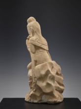 Guanyin with qilin, Chinese, Qing 1644–1911, 19th century, China, sculpture figurine, height 47.5